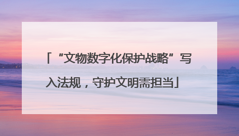 “文物数字化保护战略”写入法规，守护文明需担当