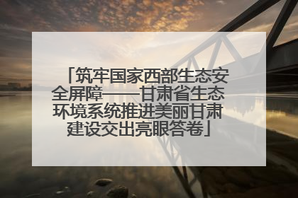 筑牢国家西部生态安全屏障——甘肃省生态环境系统推进美丽甘肃建设交出亮眼答卷