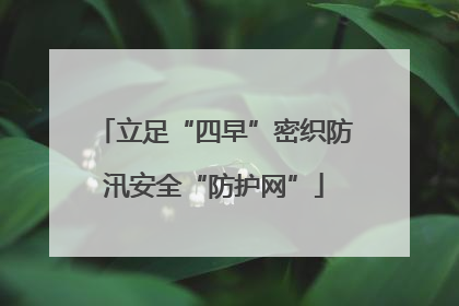 立足“四早”密织防汛安全“防护网”