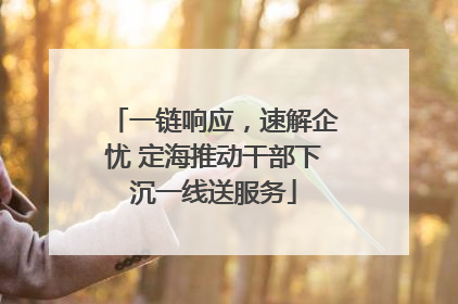一链响应，速解企忧 定海推动干部下沉一线送服务