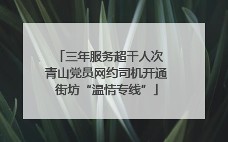 三年服务超千人次 青山党员网约司机开通街坊“温情专线”