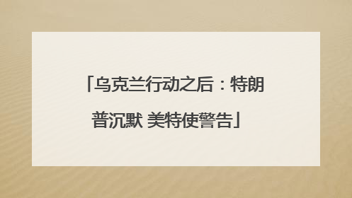 乌克兰行动之后：特朗普沉默 美特使警告