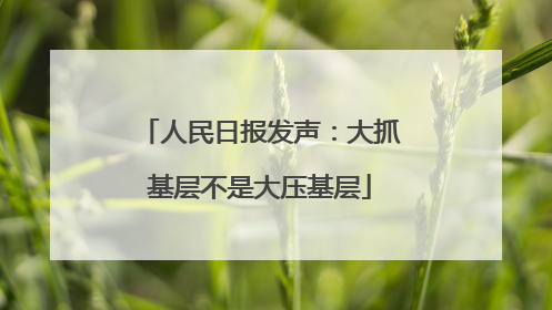 人民日报发声：大抓基层不是大压基层