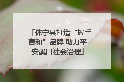 休宁县打造“握手言和”品牌 助力平安溪口社会治理