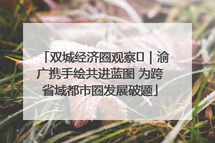 双城经济圈观察㊺｜渝广携手绘共进蓝图 为跨省域都市圈发展破题