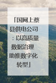 国网上蔡县供电公司：以高质量数据治理 助推数字化转型