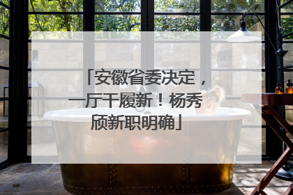 安徽省委决定，一厅干履新！杨秀颀新职明确