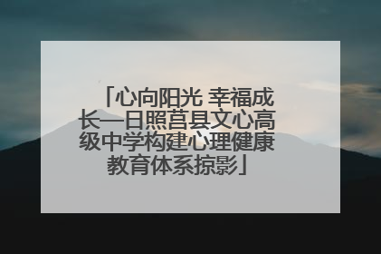 心向阳光 幸福成长—日照莒县文心高级中学构建心理健康教育体系掠影