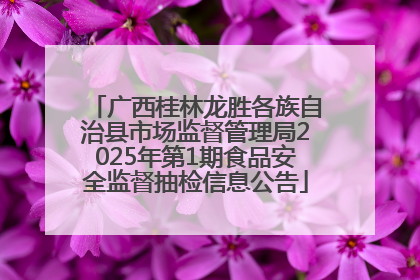 广西桂林龙胜各族自治县市场监督管理局2025年第1期食品安全监督抽检信息公告