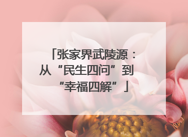 张家界武陵源：从“民生四问”到“幸福四解”