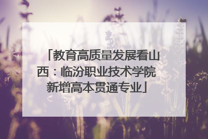 教育高质量发展看山西：临汾职业技术学院新增高本贯通专业