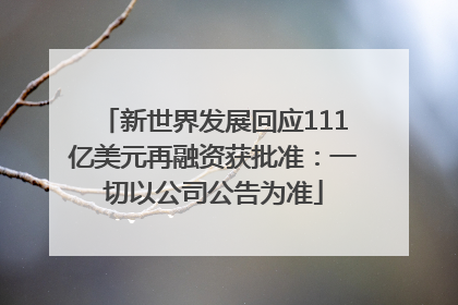 新世界发展回应111亿美元再融资获批准：一切以公司公告为准