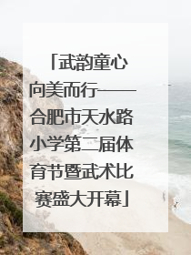武韵童心 向美而行——合肥市天水路小学第二届体育节暨武术比赛盛大开幕