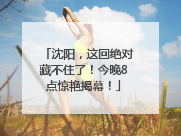 沈阳，这回绝对藏不住了！今晚8点惊艳揭幕！