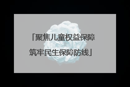 聚焦儿童权益保障 筑牢民生保障防线