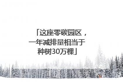 这座零碳园区，一年减排量相当于种树30万棵