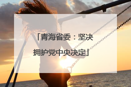 青海省委：坚决拥护党中央决定