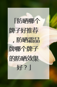 防晒哪个牌子好推荐，防晒霜品牌哪个牌子的防晒效果好？