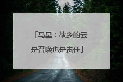 马星：故乡的云是召唤也是责任