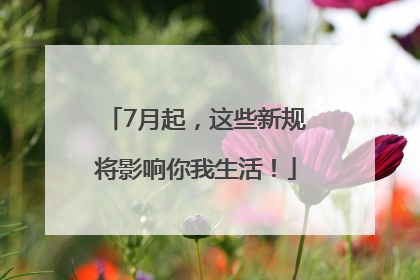 7月起，这些新规将影响你我生活！