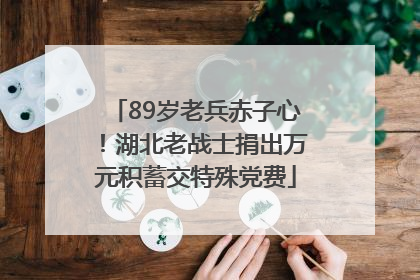 89岁老兵赤子心！湖北老战士捐出万元积蓄交特殊党费